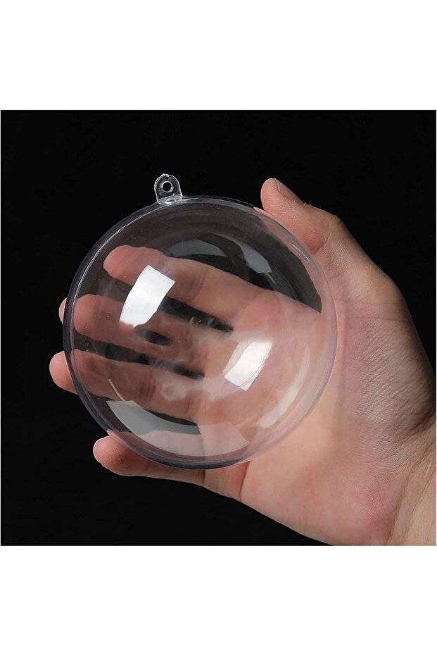 Transparent Mica Globe Ball - Christmas Pine Tree Ornaments - Hangable Plastic Ball - 12 Cm