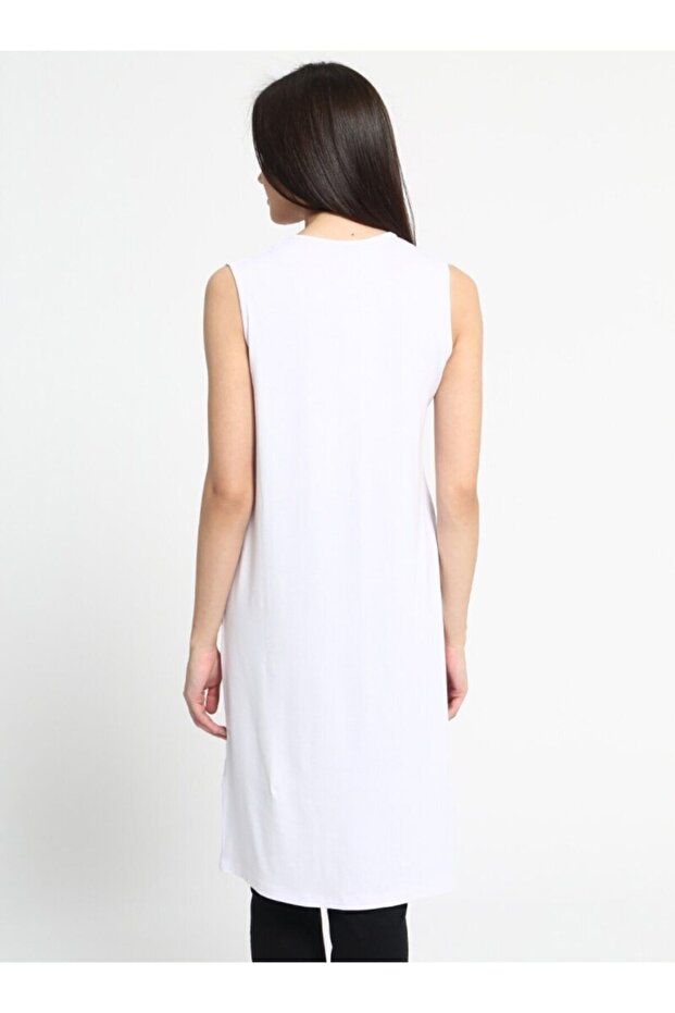 100 Cm Ara Boy Kolsuz Tunik - Beyaz - - 4