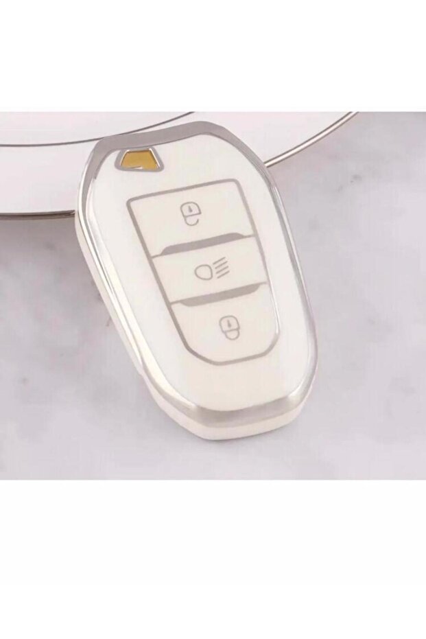 Peugeot 208/308/508 Rifter - Key Protection Case with Headlight Keys White/Chrome