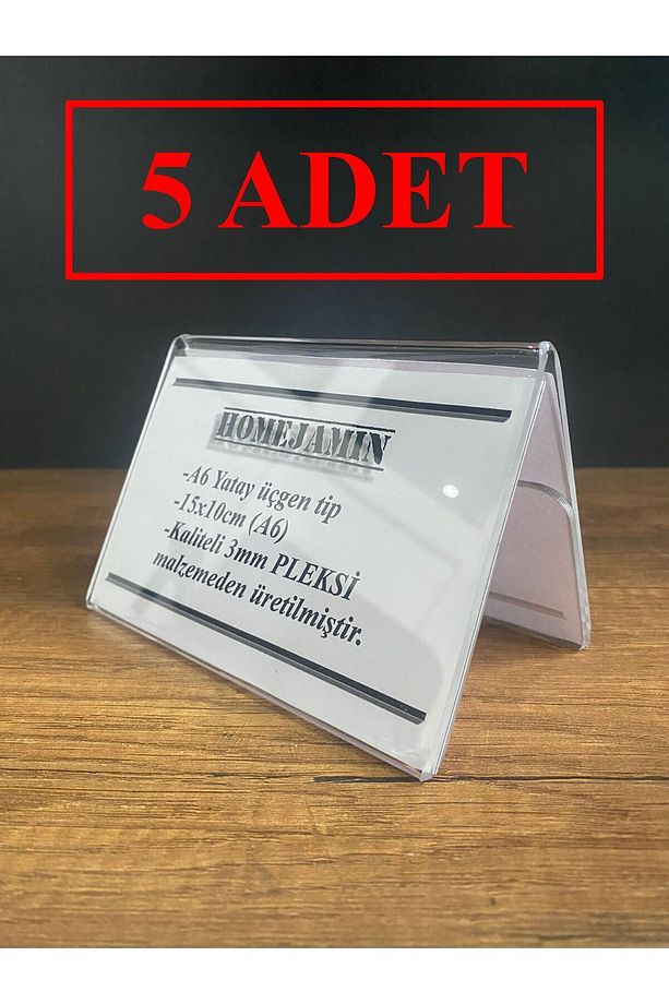 A6 Yatay Üçgen Piramit A Tip Şeffaf Pleksi Föylük Fiyatlık Menü Broşür Etiket 5 Adet (15X10) Cm - 1