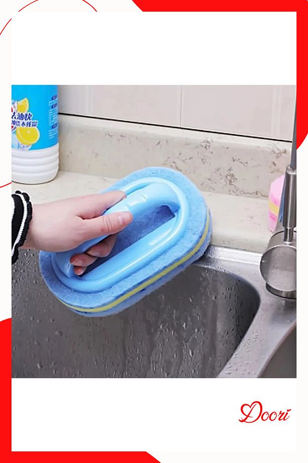 3 Adet Dayanıklı Sünger Fırça 3 Katlı Lavabo Mutfak Banyo Fayans Duşakabin Bulaşık Yıkama Fırçası - 3