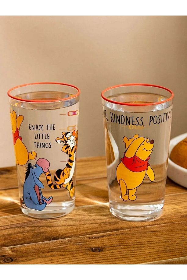 Winnie The Pooh Baskılı Cam Bardak 2'li 570 Ml - 1