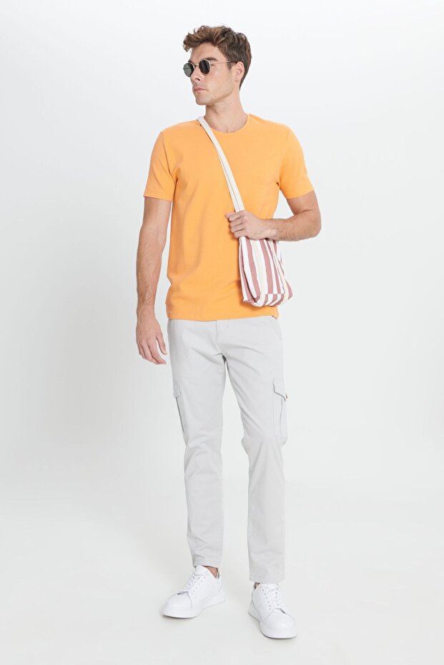 Erkek Kavun Icı Slim Fit Dar Kesim Modal Bisiklet Yaka Yumuşak Tuşeli Esnek Basic Tişört - 2