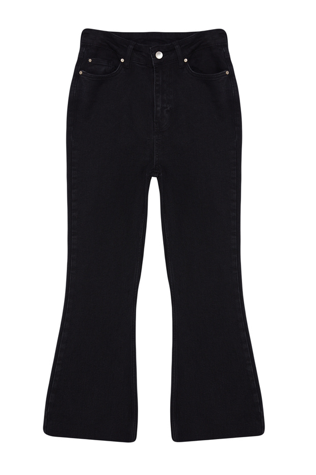 Antrasit Yüksek Bel Crop Orta Esnek Flare Bilek Boy Comfort/Esnek Jeans TWOAW21JE0159 - 5