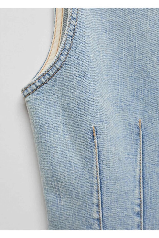 Kısa denim elbise - 8