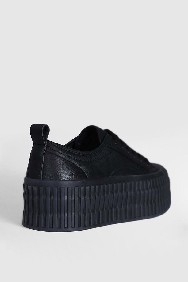 Yüksek Taban Kadın Sneaker Ayakkabı Siyah - 4