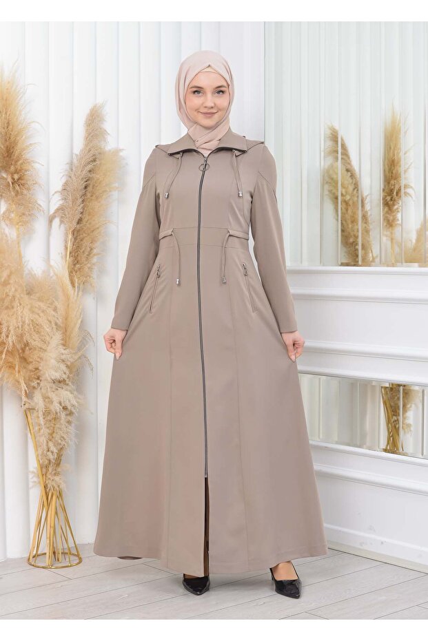 Women's Removable Hooded Zippered Prada Topcoat 1200