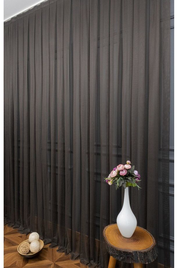 Kahverengi Grek Tül Perde Petek Zemin 350x260cm (1x2,5) Normal Pile Elısıon00201 - 1