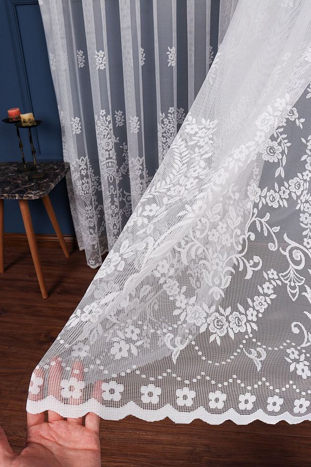 Etek Ucu Yoğun Desenli Dantel Tül Perde, 200x260cm, 1/2,5 Normal Pile, Elısıon04841 - 6