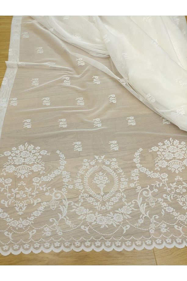Etek Ucu Yoğun Desenli Dantel Tül Perde, 300x260, Normal Pile, 1/2.5 - 6