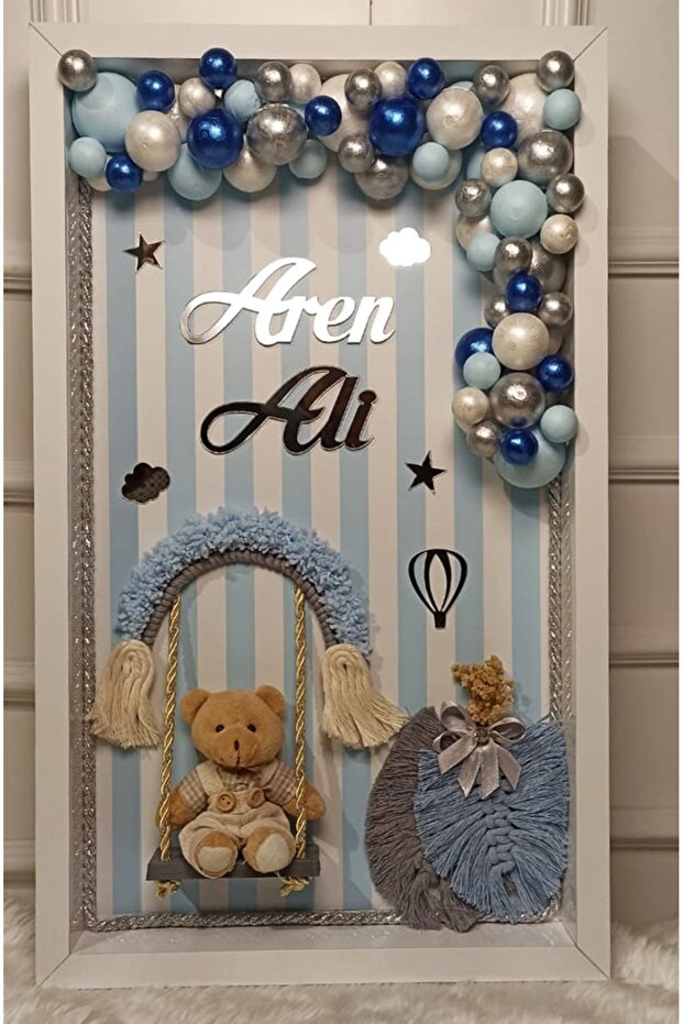 Baby Door Ornament Bumble Silver Blue