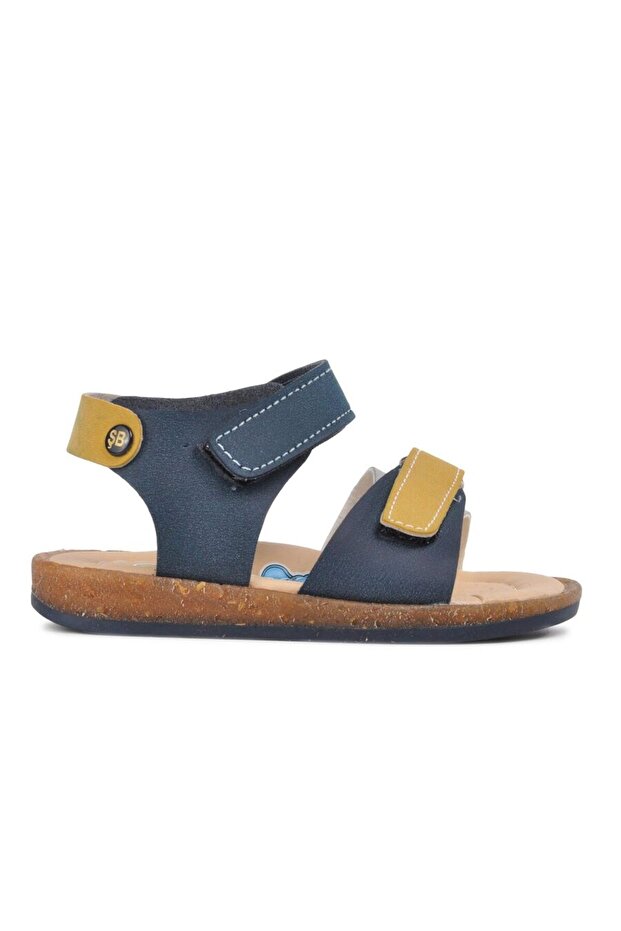 210109 Navy Blue-Beige-Mustard Comfort Boys' Sandals