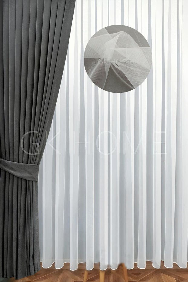 1/3 Ghost Tulle - Silk Background, Plain Tulle, Dream Tulle, Non-Wrinkling Tulle, Sik Pleat Tulle Curtain