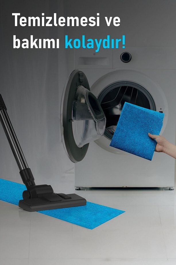 Halifleks Yapışkan Tabanlı Merdiven Basamak Paspası Rip Halı Kaymaz Tabanlı - Boncuk Mavi - 6