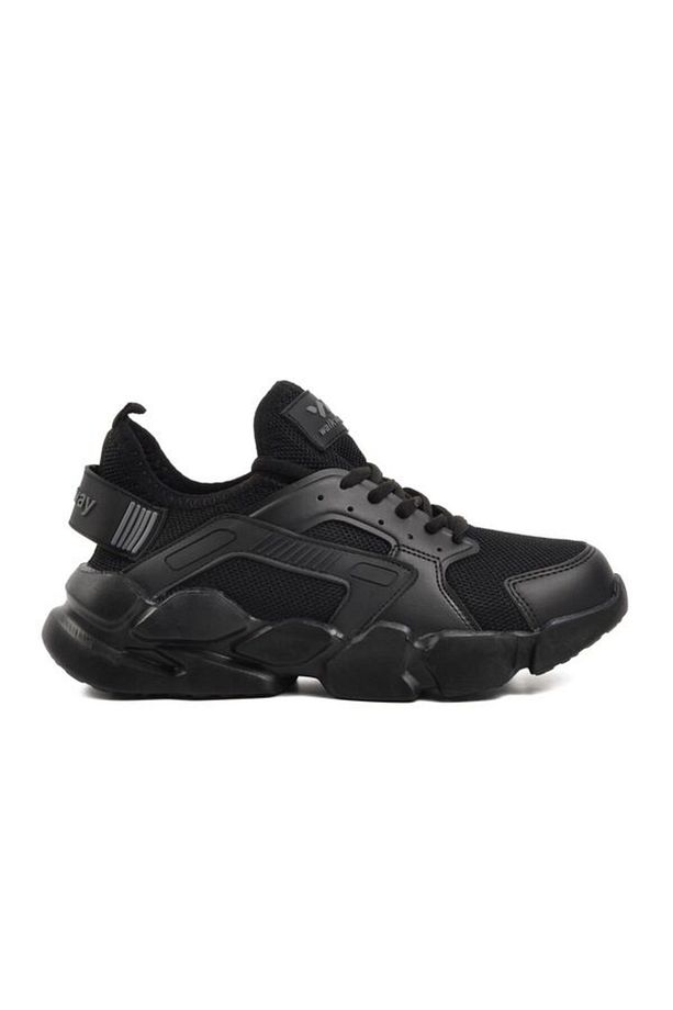 Siyah Siyah Fileli Hafif Unisex Spor Ayakkabı - 1