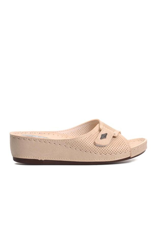 Beige Gel Sole Wedge Sole Women's Slippers