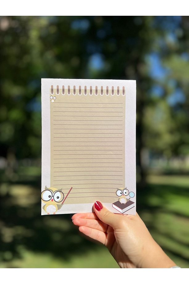 A5 Baykuş Desenli Çizgili Notepad - Not Defteri - 3