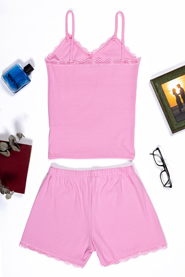 Patterned Women's Crop Tank Top and Shorts Set - 2