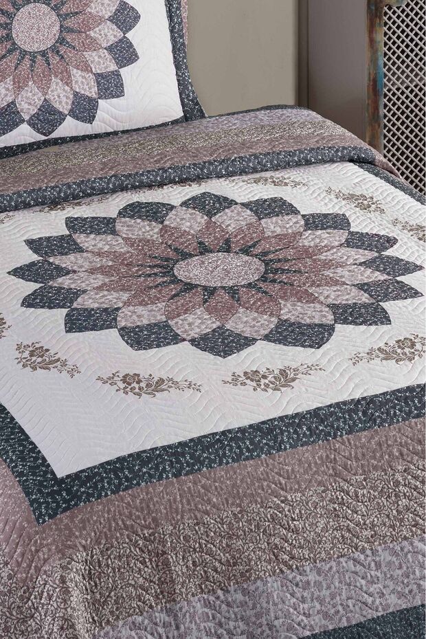 Gloria Kahve Tek Kişilik Kapitone Yatak Örtüsü - 3