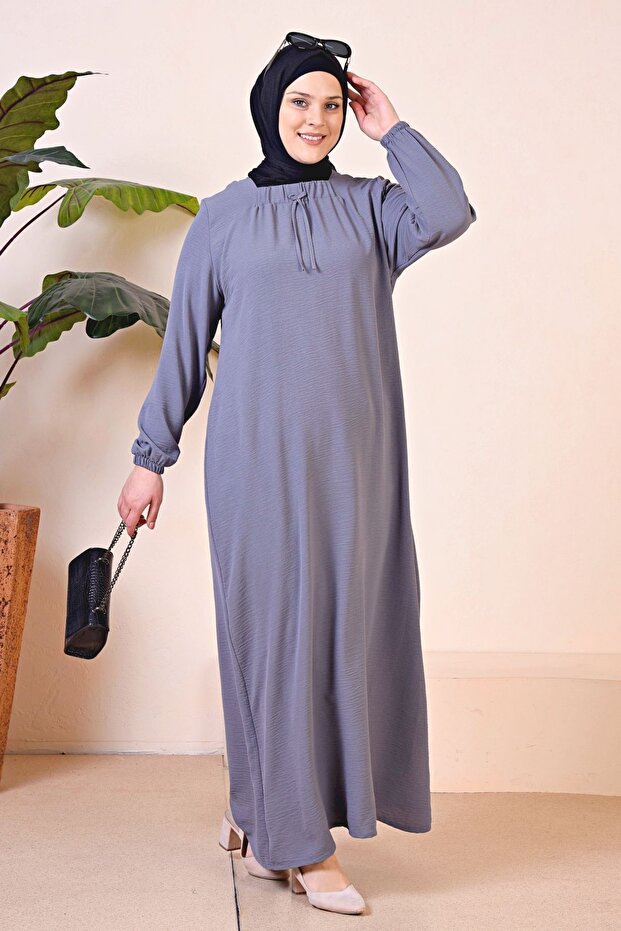 Hijab Comfortable Fit Women's Large Size Dress Viscose Gray