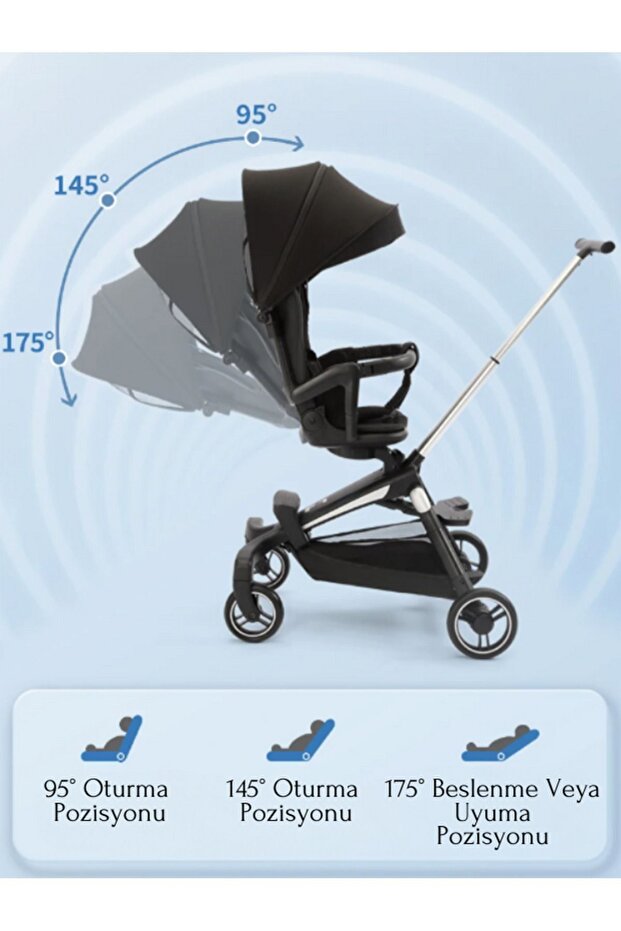Yoyabebek Slim 360 Derece Dönebilen Çift Yönlü Kabin bebek arabası - 4