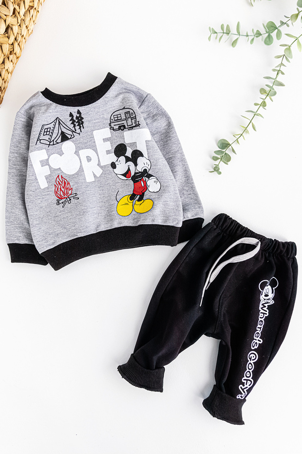 Mouse Patterned Double Baby Boy Set - 1