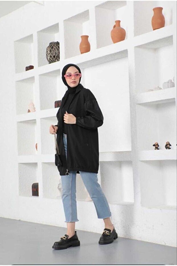Siyah Fermuarlı Model Kap Ceket - 2