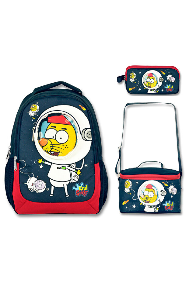 Kral Şakir Astronaut Primary and Secondary School Bag, Lunch Box and Pen Bag Set