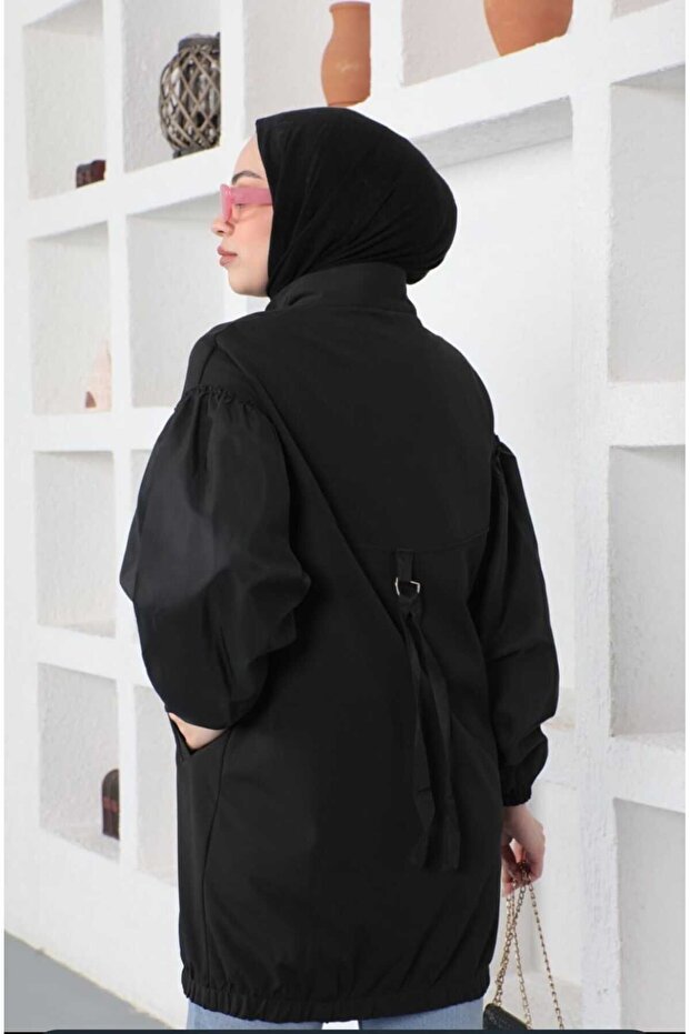 Siyah Fermuarlı Model Kap Ceket - 4
