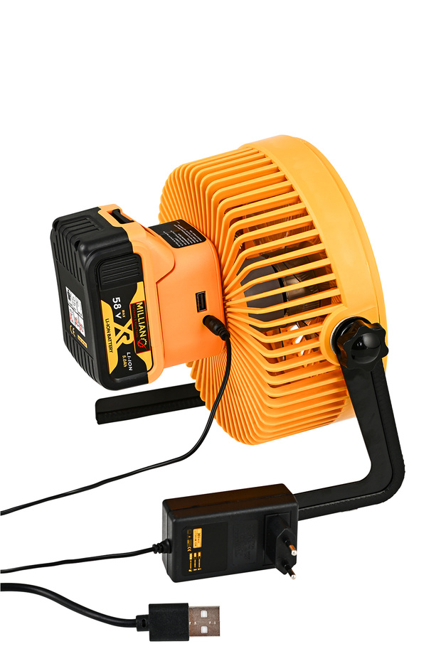 Şarjlı - USB Girişli (Araçlara Uyumlu) - Kablolu Vantilatör Masaüstü 8 İnc Pervane Fan 4 Kademeli - 6