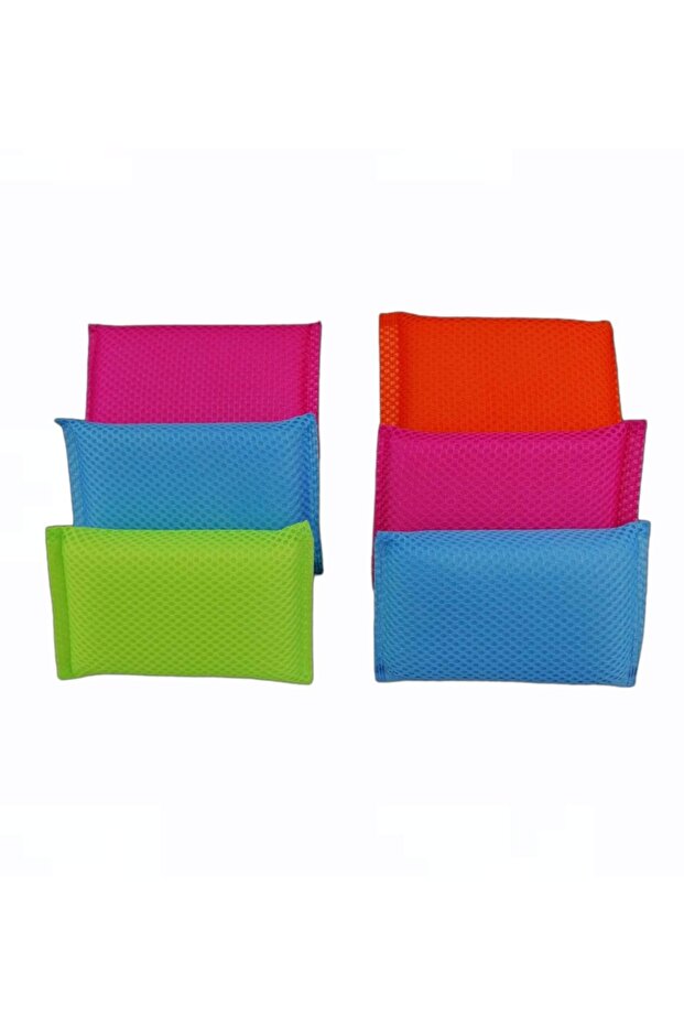 6 Honeycomb Textured Dish Sponges with Mesh