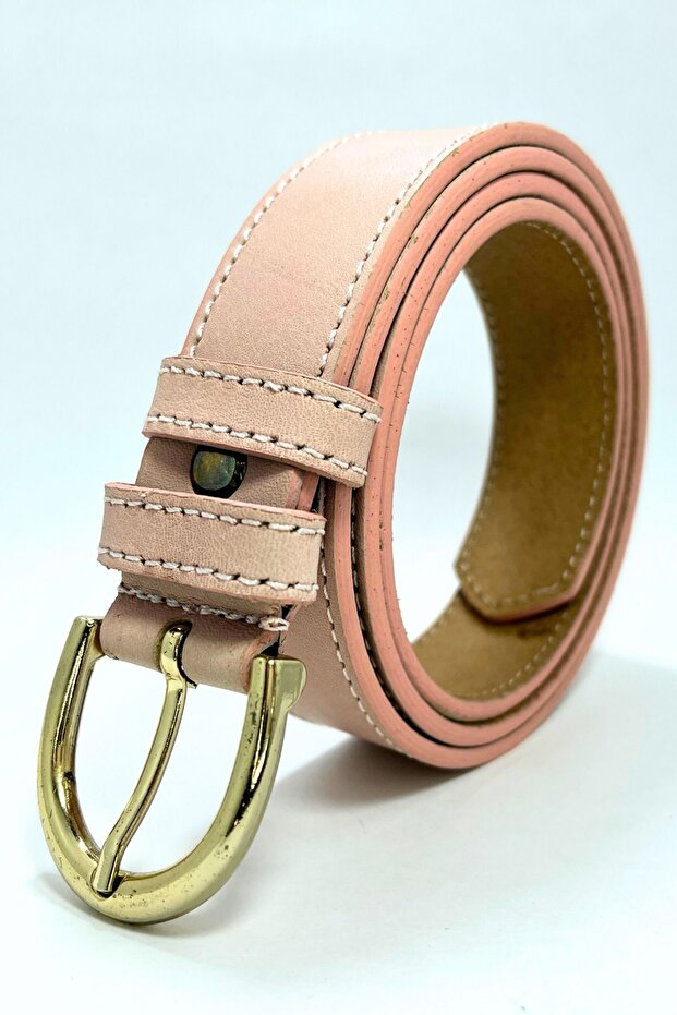 100% Genuine Leather 3 cm Women's Belt Dusty Pink