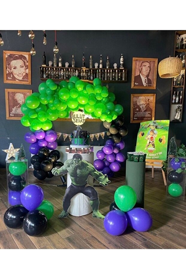 Hulk Birthday Green Purple Black Chain Balloon Set