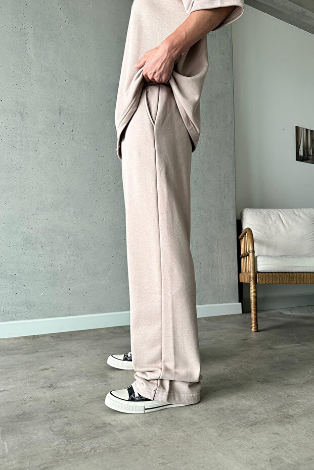 Beige 350Gsm Outplenty Premium Leg Adjustable Baggy Sweatpants