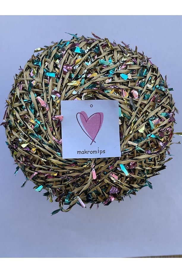 Premıum Metalik Confeti Kâğıt Rafya Ip(50gr/m+-5)Simli Parlak Abiye Polyester Çanta Şapka Örgü ipi - 4