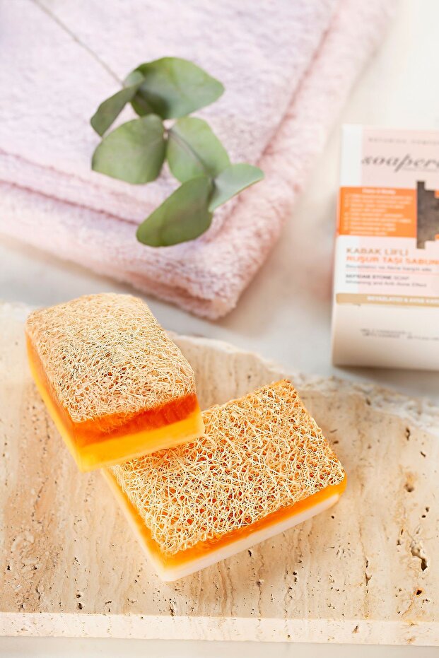 Natural Pumpkin Fiber, Glycerin, Handmade Rushur Stone Soap 100 GR