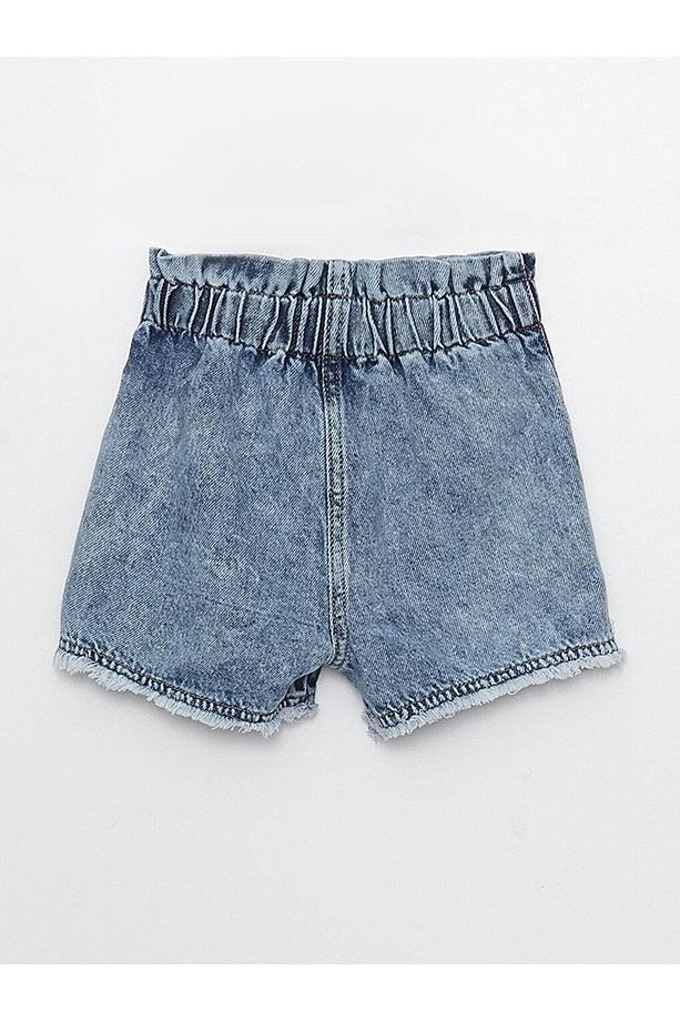 LCW baby Beli Lastikli Nakışlı Kız Bebek Jean Şort Etek - 2