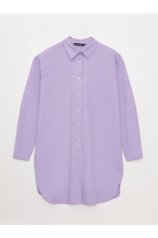 LCW Modest Düz Uzun Kollu Oversize Kadın Gömlek Tunik - 6