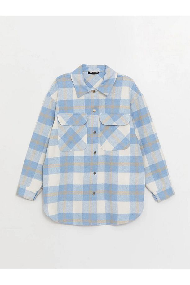LCW Modest Ekose Uzun Kollu Oversize Kadın Oduncu Gömlek Ceket - 3