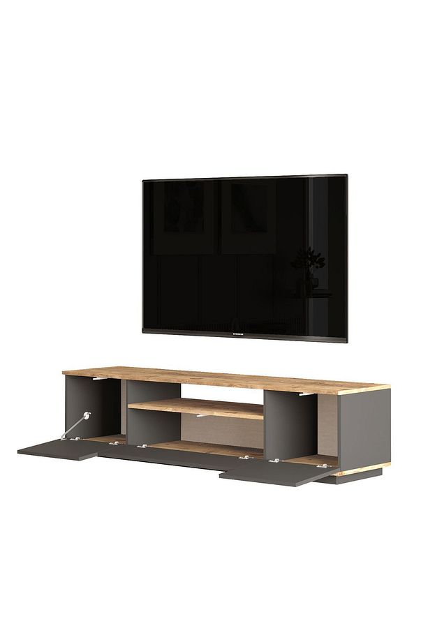 Delphin Tv Ünitesi Orta Sehpa 2'Li Set Çam-Antrasit DLP17-AA - 4