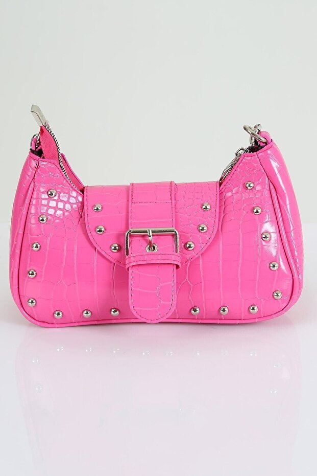 Bony Zımbalı Timsah Desenli Pembe Kol Çantası - 2