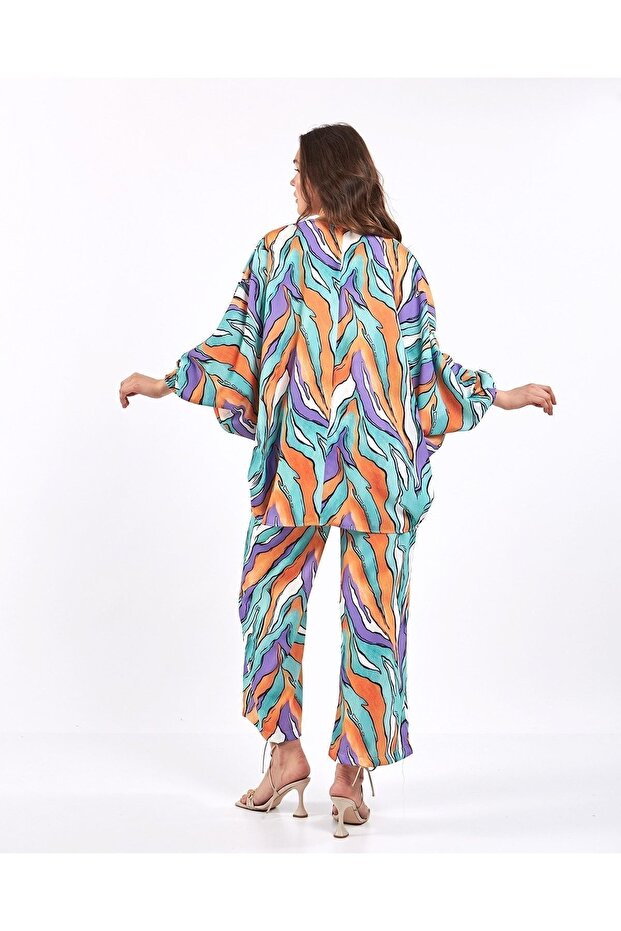 Zebra Pattern Kimono Bottom Top Set - 6