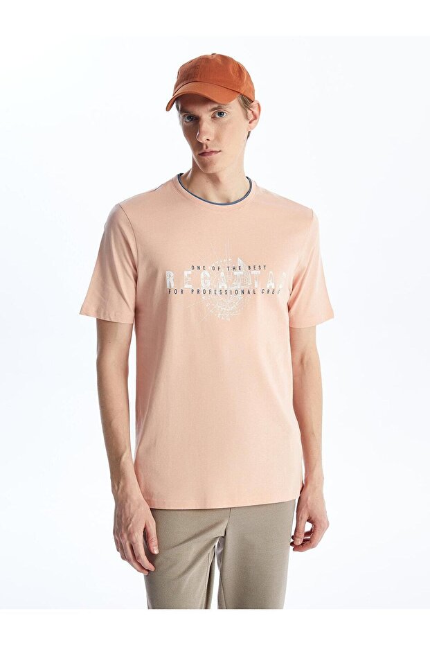 LCWAIKIKI Classic Crew Neck Short Sleeve Printed Combed Cotton Men's T-Shirt