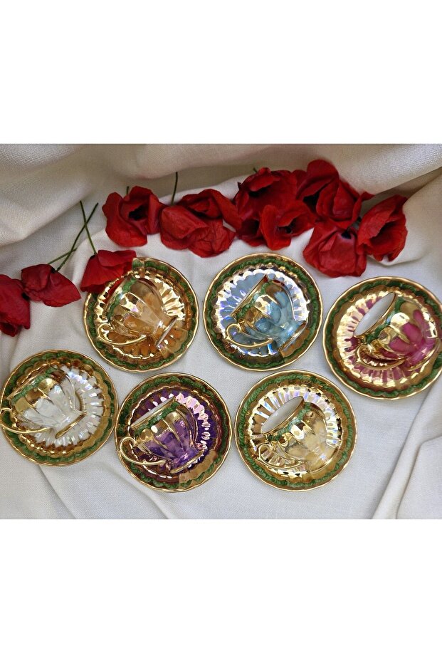 Porcelain Hand-Painted Coffee Set for Six People