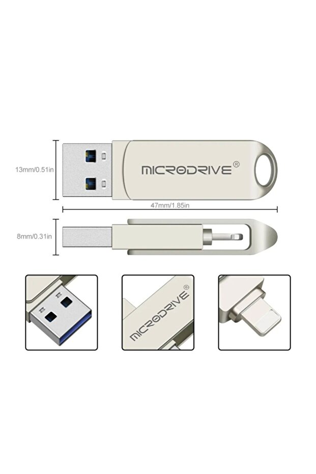 128gb.iphone Lightning Ve Usb 3.0 Usb Flash Bellek Otg Çift Girişli Metal Sağlam Orginal - 6