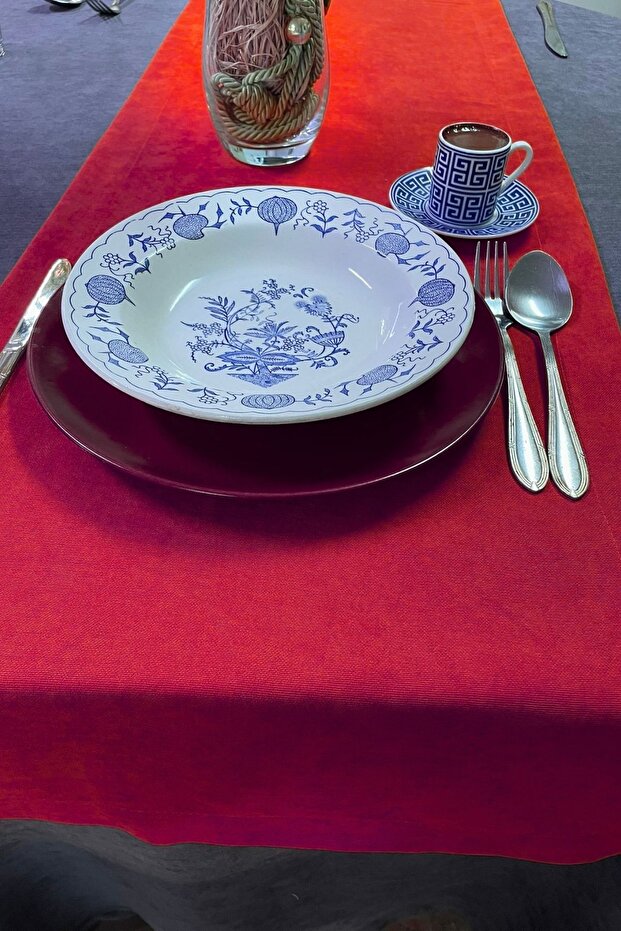 Barcelona Red Velvet Rectangular Runner - 1