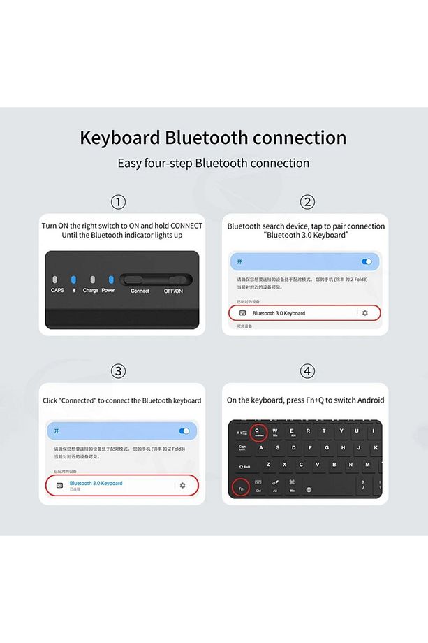 Samsung Galaxy Z Fold 3/4/5/6 Için Manyetik Standlı Bluetooth Klavye Keyboard Set - 5
