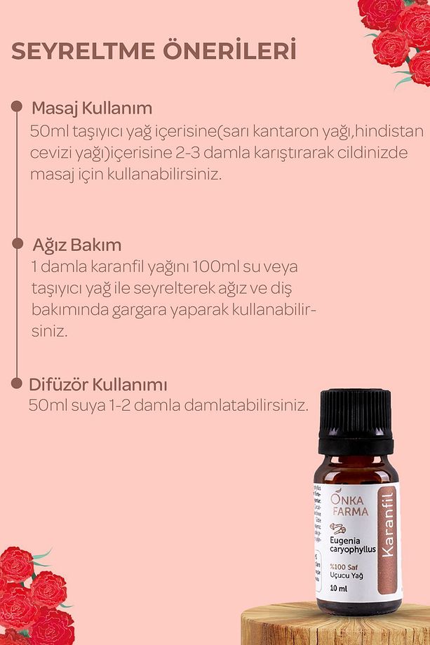 Onka Farma Karanfil Yağı - %100 Saf Karanfil Uçucu Yağı - 10 Ml - 5