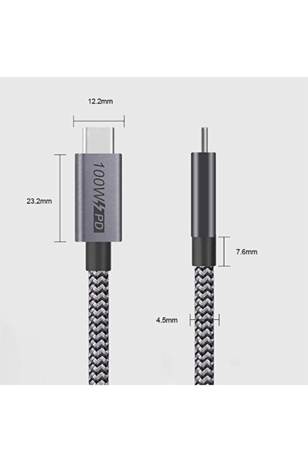 Ally Usb Type-c Pd3.1 Gen2 100w(20v-5a) Hızlı Veri Şarj Kablosu Qc4.0 3.0 1metre Gri - 6
