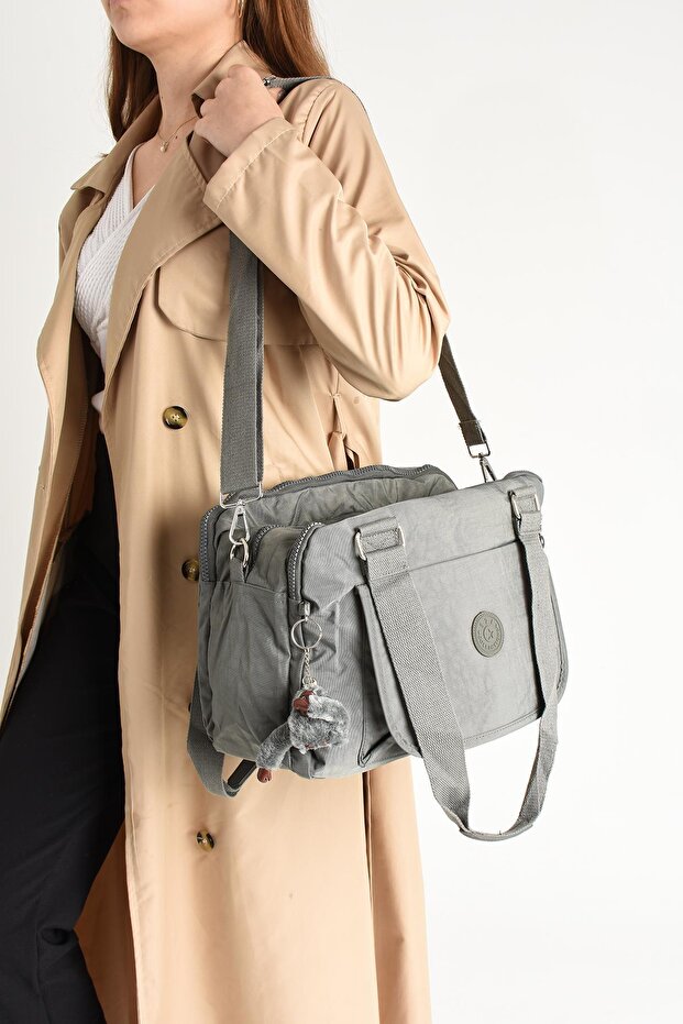 Ultra Light Waterproof Multi-Pocket Shoulder Bag Gray (Model: 571-5C)